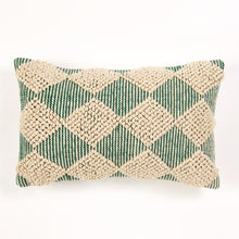 Load image into Gallery viewer, Handwoven Raised Diamond Pillow Hunter Green