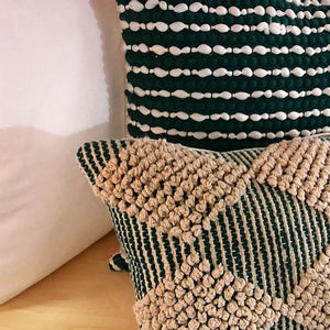 Handwoven Raised Diamond Pillow Hunter Green